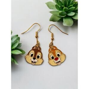 Chip and Dale Smiling Chipmunk Charm Earrings